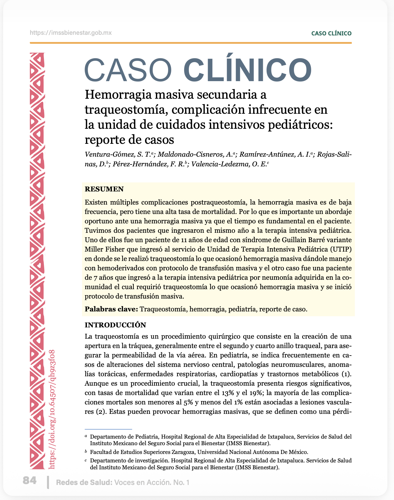 Hemorragia masiva secundaria a traqueostomía