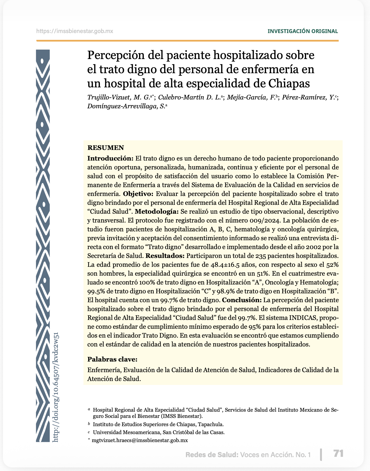 Percepción del paciente