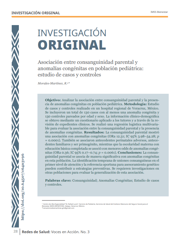 vol2_num3_Asociación entre consanguinidad parental y anomalías congénitas en población pediátrica: estudio de casos y controles